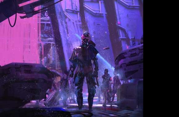 Purple Cyberpunk Cyborg Warrior wallpapers hd quality