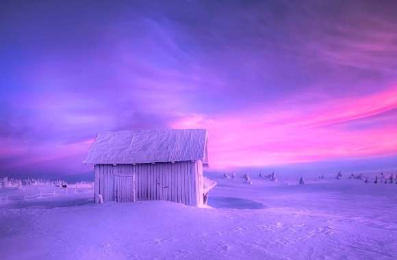 Purple Sunset Snow Barn Earth Photography Winter