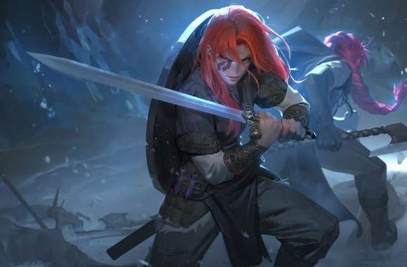Red-Haired Warrior in Snow wallpapers hd quality