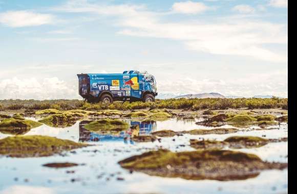 Red Bull Kamaz Sky Reflection Landscape Vehicle Rallying Sports