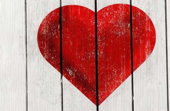 Red heart Wooden background