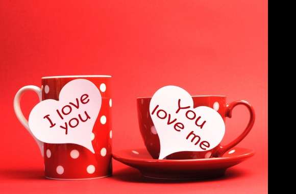 Red Love Cups Romantic Desktop Background