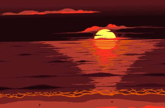 Red Sun Artistic Pixel Art