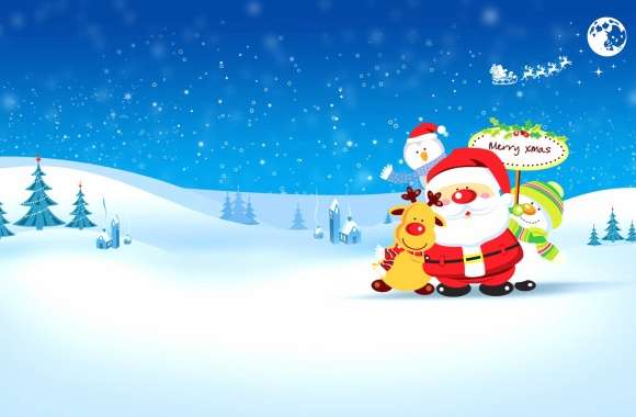 Reindeer Santa Merry Christmas Holiday Christmas wallpapers hd quality