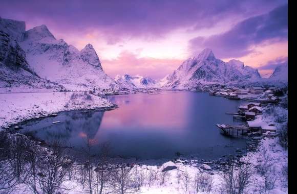Reine Dusk Sunset Cloud Snow Lake Mountain Winter Earth Photography Lofoten