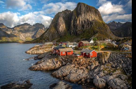 Reine Lake Mountain Norway House Photography Lofoten wallpapers hd quality