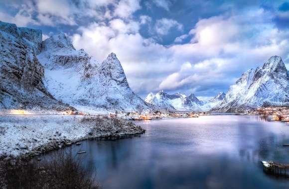Reine Norway Cloud Mountain Landscape Village Winter Photography Lofoten Wallpaper