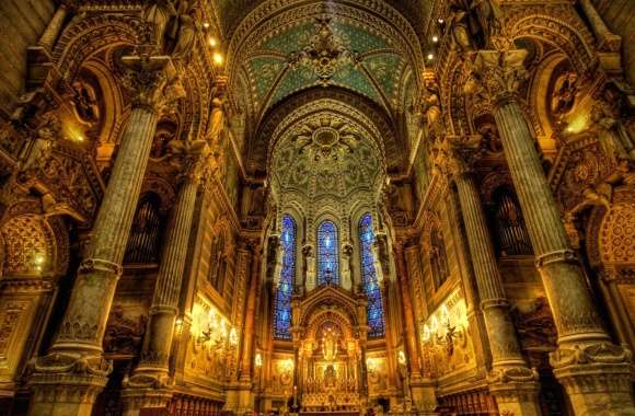 Religious Basilica Of Notre-Dame De Fourvière Wallpaper wallpapers hd quality