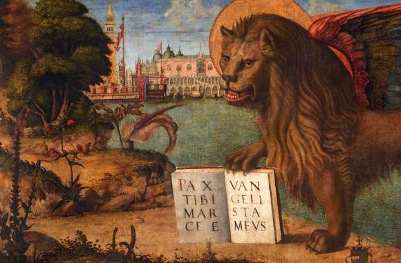 Religious Christian Biblical Lion Venice Artistic Painting