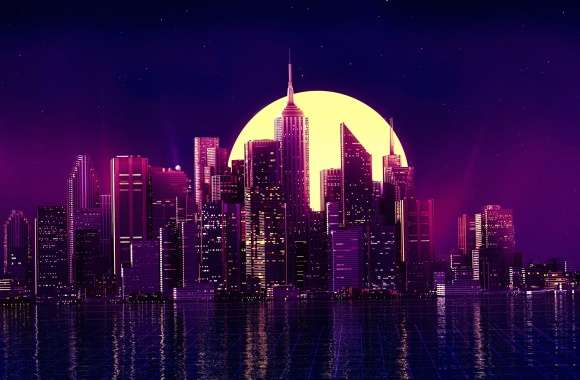 Retro Wave Cityscape HD Night Skyline wallpapers hd quality