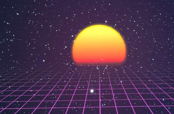 Retro Wave Outrun Sunset