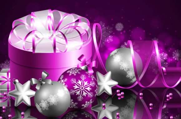 Ribbon Christmas Ornaments Gift Silver Purple Holiday Christmas wallpapers hd quality