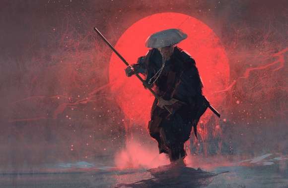 Samurai Moon Oriental Fantasy Warrior wallpapers hd quality