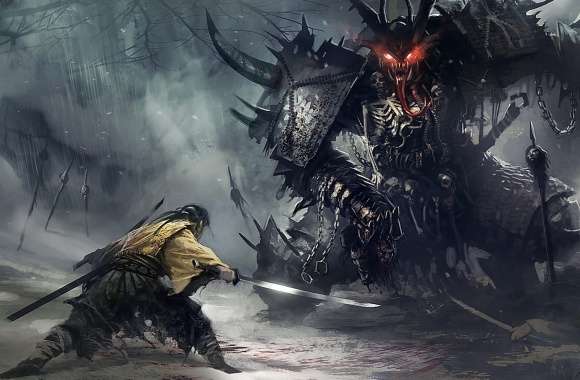 Samurai vs Monster Epic Fantasy