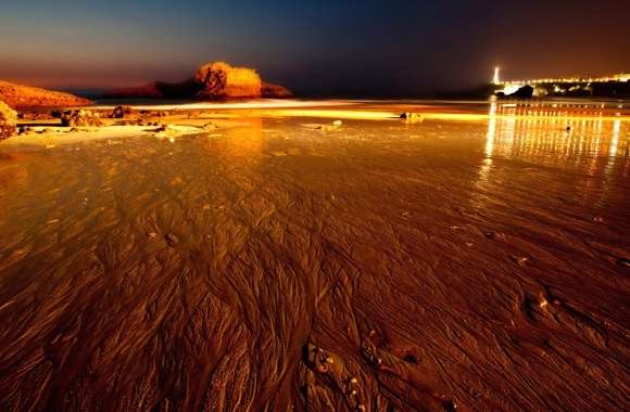 Sand Light Beach Night France Biarritz Photography Coastline