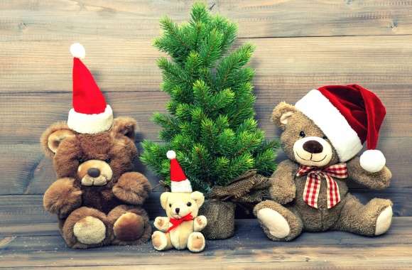 Santa Hat Christmas Tree Teddy Bear Toy Stuffed Animal Holiday Christmas