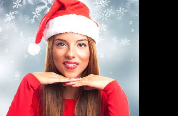 Santa Hat Woman Model