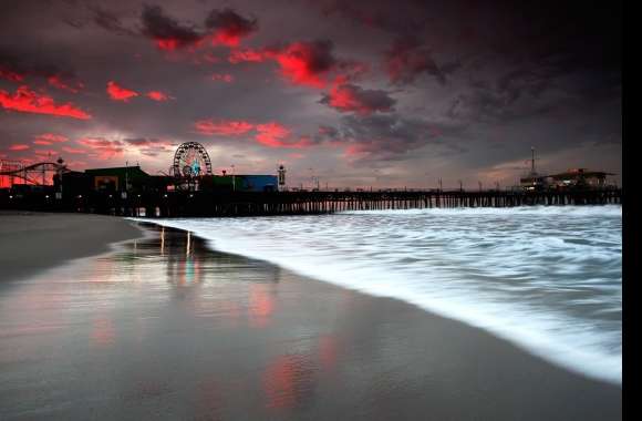 Santa Monica Pier Sunset and Ocean Serenity wallpapers hd quality