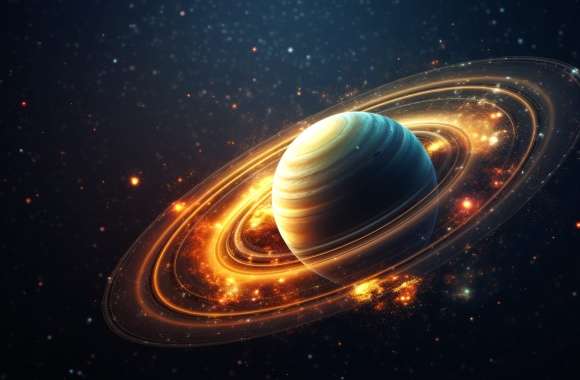 Saturn Planet in Starry Galaxy Wallpaper wallpapers hd quality