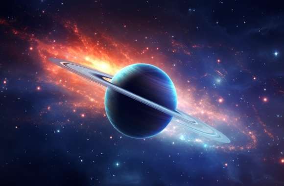 Saturn Planet in Starry Universe Wallpaper