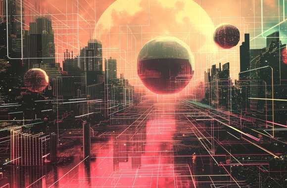 Sci-Fi Cityscape Art with Dynamic Lines wallpapers hd quality