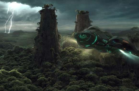 Sci-Fi Spaceship in Jungle -