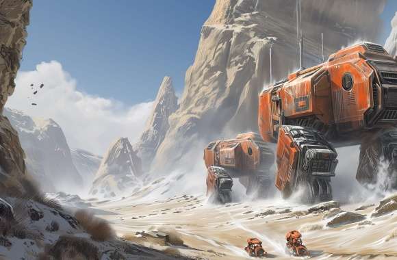 Sci-Fi Vehicles in Desert Landscape wallpapers hd quality