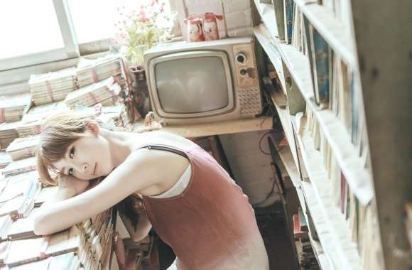 Serene Asian Woman in Vintage Room