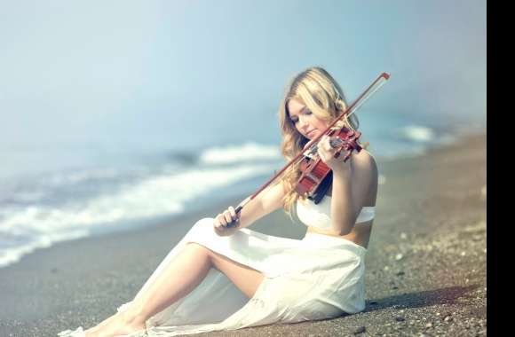 Serene Beachside Violinist