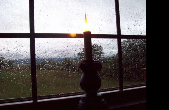 Serene Candlelight An of Fire Amidst the Rain