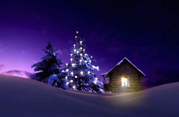 Serene Christmas Cabin - HD Winter Wallpaper wallpapers hd quality