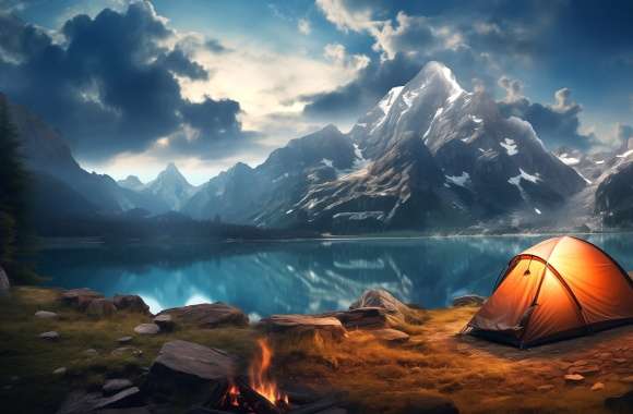 Serene Lake Camping wallpapers hd quality