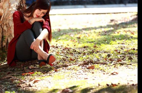 Serene Moment Asian Woman in Nature -