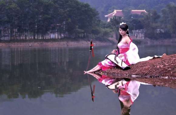 Serene Reflection - Asian Woman