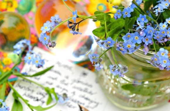 Serene Still Life of Blossoming Forget-Me-Nots