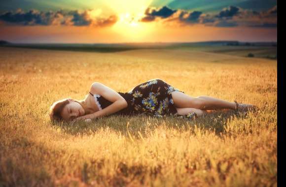 Serene Sunset Woman -