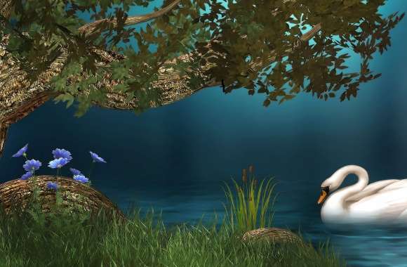 Serene Swan Fantasy wallpapers hd quality