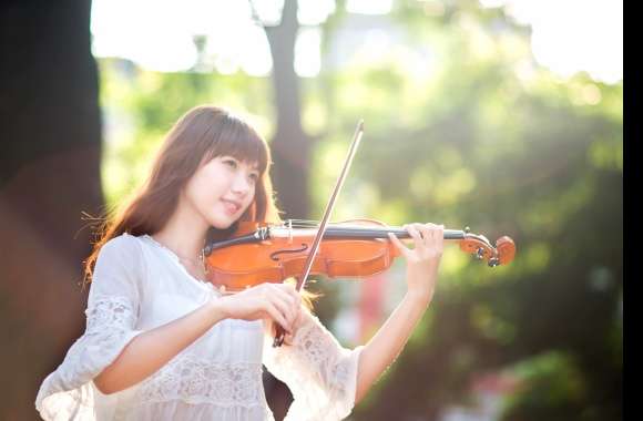 Serene Violinist - Asian Woman