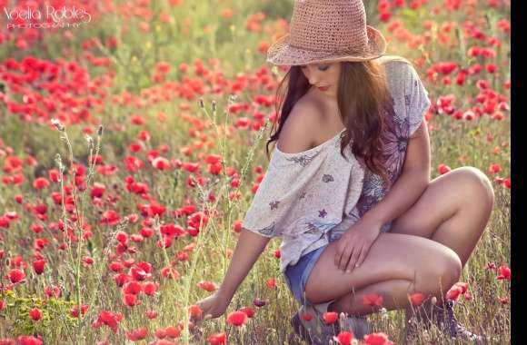 Serene Woman in Flower Field - wallpapers hd quality