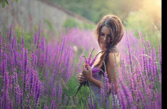 Serene Woman in Lavender Fields -