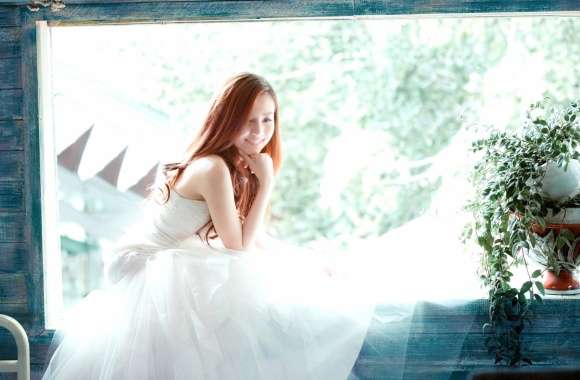 Serene Woman in White Dress -