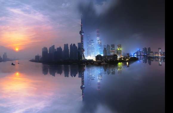 Shanghai Skyscraper Nightscape -