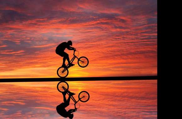 Silhouette Sports Cloud Sky Reflection Sunset BMX Bike Photography People wallpapers hd quality