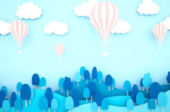 Sky Hot Air Balloon Artistic Landscape