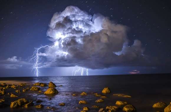 Sky Night Horizon Ocean Cloud Nature Photography Lightning wallpapers hd quality