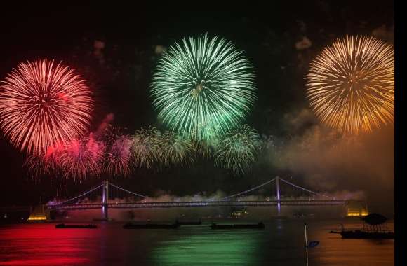 Smoke Colors Bridge Night Photography Fireworks