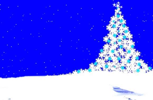 Snow Blue White Christmas Tree Holiday Christmas