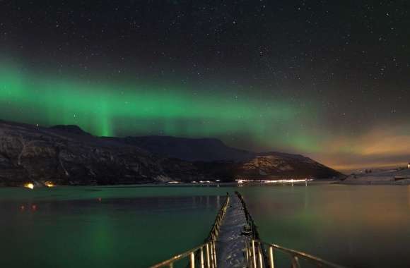 Snow Mountain Lake Aurora Borealis Winter Norway Night Earth Photography Lofoten