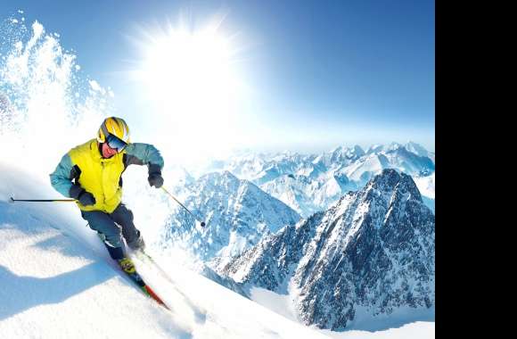 Snow Winter Sun Mountain Skiing Sports wallpapers hd quality