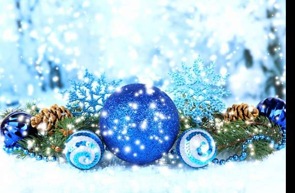 Snowfall Blue Christmas Ornaments Decoration Holiday Christmas